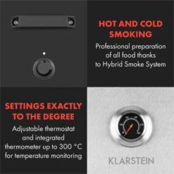 Flintstone Steel Räucherofen 1600 W Integriertes Thermometer Edelstahl -Heimladen 10033372 yy 0004 logo Klarstein Flintstone Steel Raeucherofen Edelstahl reedit