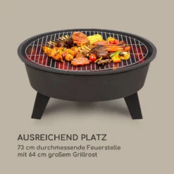 Nolana 2-in-1-Feuerschale Ø73cm Funkenschutz Ø64cm Grill Stahl Schwarz -Heimladen 10033383 de 0004 logo