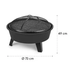Nolana 2-in-1-Feuerschale Ø73cm Funkenschutz Ø64cm Grill Stahl Schwarz -Heimladen 10033383 yy 0009 logo