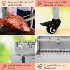 Sauenland Pro Spanferkelgrill Drehspieß 13W 4 Rollen Edelstahl -Heimladen 10033566 de 0005 usp
