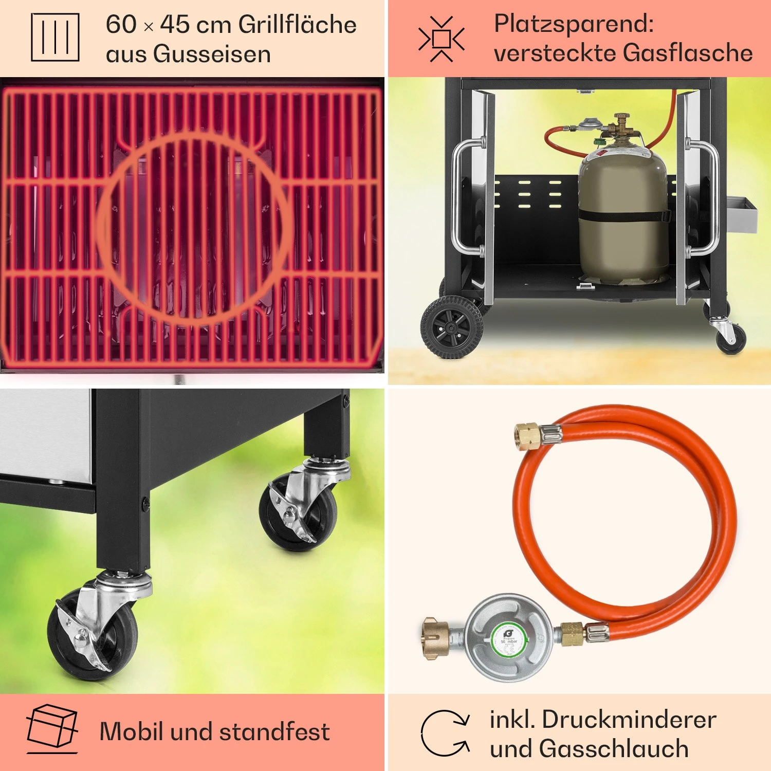 Tomahawk 3.1 S Gasgrill 3x3,6kW Brenner+2,7 KW 60x45cm Grill Edelstahl 7 Tomahawk 3.1 S Gasgrill 3x3,6kW Brenner+2,7 KW 60x45cm Grill Edelstahl – Bild 5