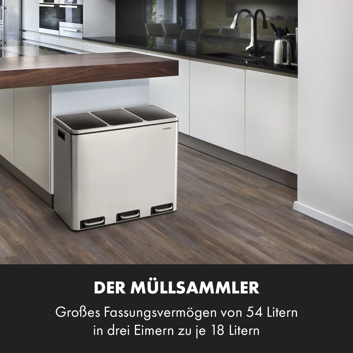 Grandmaster Trash Treteimer 54l / 3x18L Geräuschlos PP Edelstahl 4 Grandmaster Trash Treteimer 54l / 3x18L Geräuschlos PP Edelstahl – Bild 2