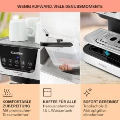 Arabica Espressomaschine 1050W 15 Bar 1,5l Touch-Bedienfeld Edelstahl -Heimladen 10033729 de 0006 usp