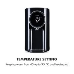 Hot Spring Plus Heißwasserspender 5l Edelstahl-Wassertank 45-95 °C -Heimladen 10033753 yy 0006 logo Klarstein Hot Spring Heisswasserspender schwarz