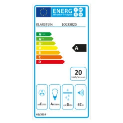 Darya Dunstabzugshaube 60cm 310 M³/h Edelstahl Silber -Heimladen 10033820 energy label