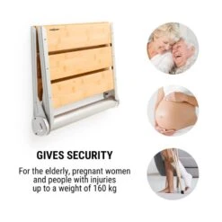 Arielle Deluxe Duschsitz Bambus Aluminium Klappbar 160 Kg Max. Holz -Heimladen 10034210 yy 0003 logo oneConcept Arielle Deluxe Duschsitz Bambus