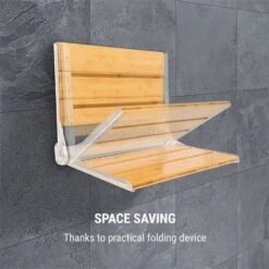 Arielle Deluxe Duschsitz Bambus Aluminium Klappbar 160 Kg Max. Holz -Heimladen 10034210 yy 0004 logo oneConcept Arielle Deluxe Duschsitz Bambus