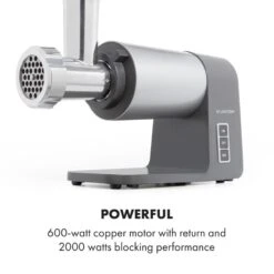 Mett Max Elektrischer Fleischwolf 600W Kupfermotor Aluminium -Heimladen 10034244 yy 0007 logo Klarstein Mett Max elektrischer Fleischwolf grau