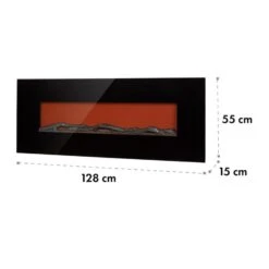 Lausanne Long Elektrischer Kamin 1600W 2 Heizstufen 128 Cm -Heimladen 10034251 yy 0007 logo Klarstein Lausanne Long Elektrischer Kamin schwarz