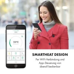 Bornholm Smart Konvektions-Heizgerät | 2000 W | SmartHeat Design: WiFi-Verbindung | LED-Display | 24-h-Timer | 2 Heizstufen: 1000 / 2000 W | IP24: Spritzwassergeschützt | Fernbedienung | Standgerät -Heimladen 10034391 de 0008 logo