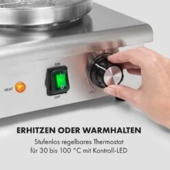 Wurstfabrik 600 Hot Dog Maker 600W 3 Spieße 5L 30-100°C Glas Edelstahl -Heimladen 10034454 de 0003 logo