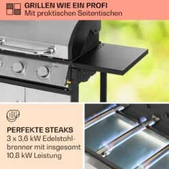 Tomahawk Gasgrill 3 X 3,6 KW Brenner 60 X 43,5 Cm Grill Edelstahl -Heimladen 10034711 de 0003 usp