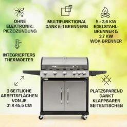 Tomahawk Gasgrill 5x3,6 KW + 2,7 KW Brenner 80x43,5 Cm Grill Edelstahl 10 Tomahawk Gasgrill 5x3,6 KW + 2,7 KW Brenner 80x43,5 Cm Grill Edelstahl -Heimladen 10034712 de 0002 usp