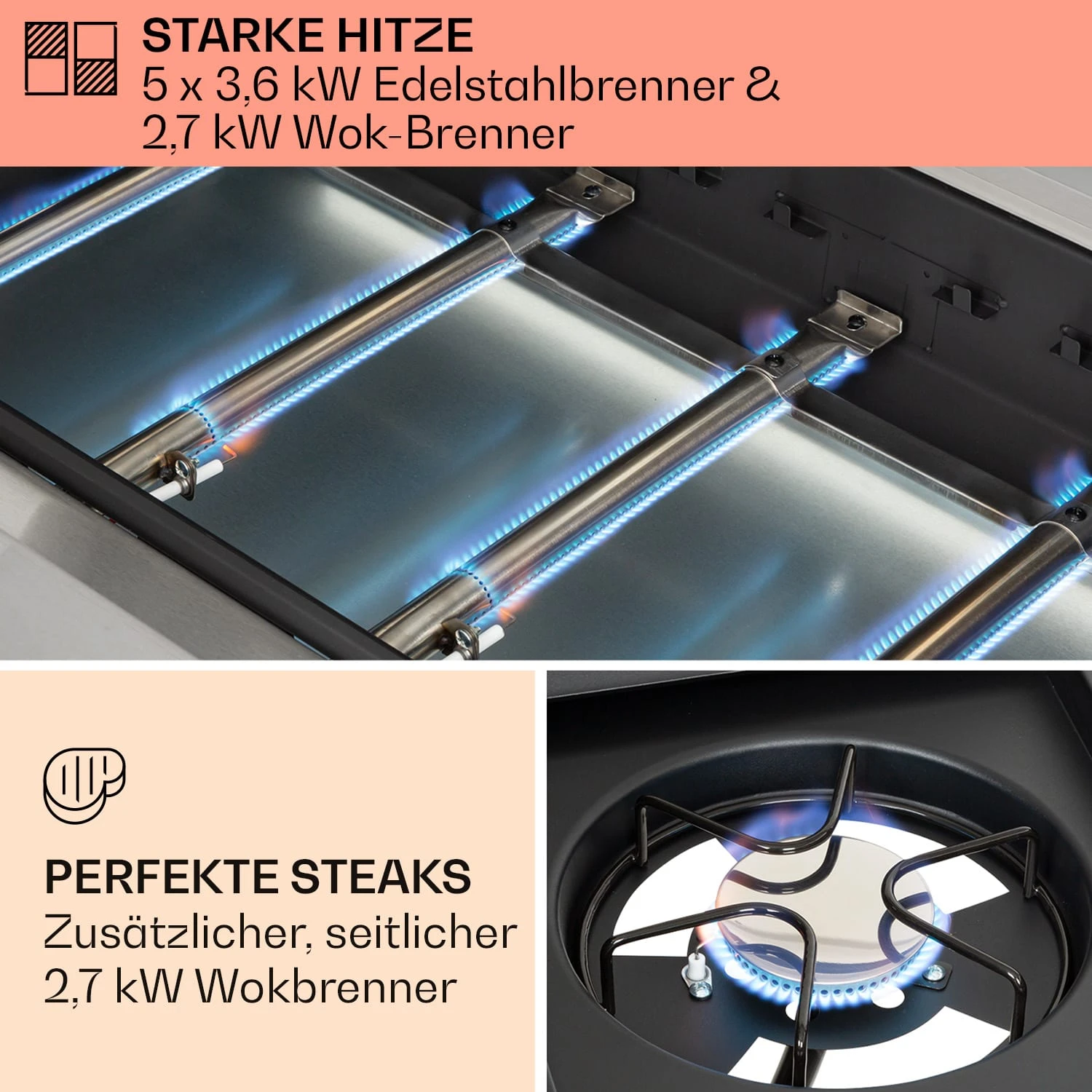 Tomahawk Gasgrill 5x3,6 KW + 2,7 KW Brenner 80x43,5 Cm Grill Edelstahl 5 Tomahawk Gasgrill 5x3,6 KW + 2,7 KW Brenner 80x43,5 Cm Grill Edelstahl – Bild 3