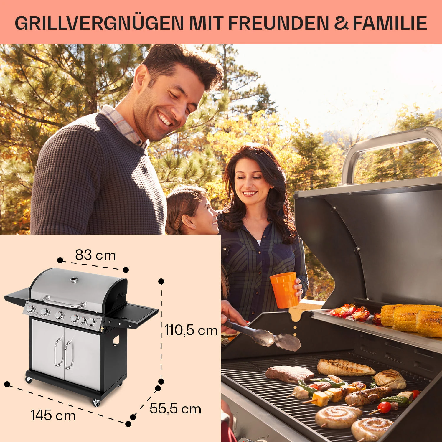 Tomahawk Gasgrill 5x3,6 KW + 2,7 KW Brenner 80x43,5 Cm Grill Edelstahl 8 Tomahawk Gasgrill 5x3,6 KW + 2,7 KW Brenner 80x43,5 Cm Grill Edelstahl – Bild 6