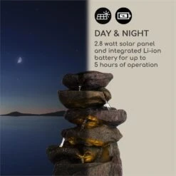 Savona Solarbrunnen 2,8 W Polyresin 5h Akku LEDs Steinoptik -Heimladen 10034720 yy 0007 logo Blumfeldt Savona Solarbrunnen Steinoptik