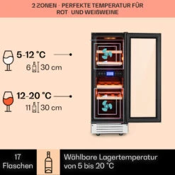 Vinovilla 17 Built-In Duo Zweizonen-Weinkühlschrank 53l 17 Fl. 3-Farben Glastür -Heimladen 10034725 DE 0003 usp