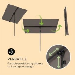 Flex-Shade L Sonnenschirm 130 X 180 Cm Polyester UV 50 Dunkelgrau -Heimladen 10034726 yy 0003 logo Blumfeldt Flex Shade L Sonnenschirm 130x180 grau