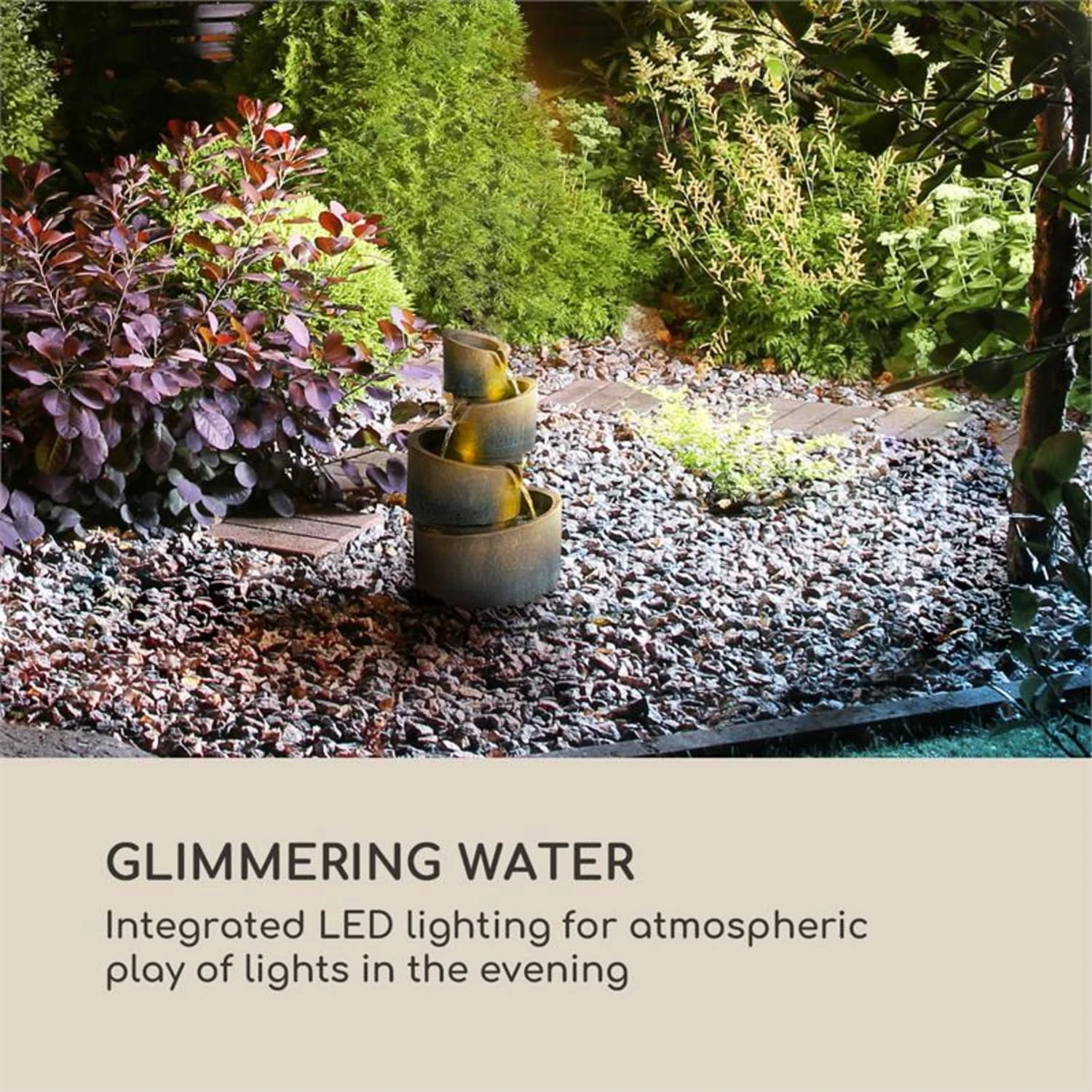 Mantua Kaskadenbrunnen Gartenbrunnen 4 Stufen Akku 2,8W Solar LED 8 Mantua Kaskadenbrunnen Gartenbrunnen 4 Stufen Akku 2,8W Solar LED – Bild 6