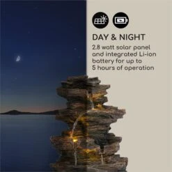 Messina Kaskadenbrunnen Solarbrunnen Gartenbrunnen Akku Solarpanel LED -Heimladen 10034734 yy 0007 logo Blumfeldt Messina Kaskadenbrunnen