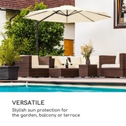 Belo Horizonte Sonnenschirm Sonnenschutz Ø 292cm Polyester Wasserabweisend Inkl. Standbasis Creme -Heimladen 10034743 yy 0005 logo blumfeldt Belo Horizonte Sonnenschirm creme