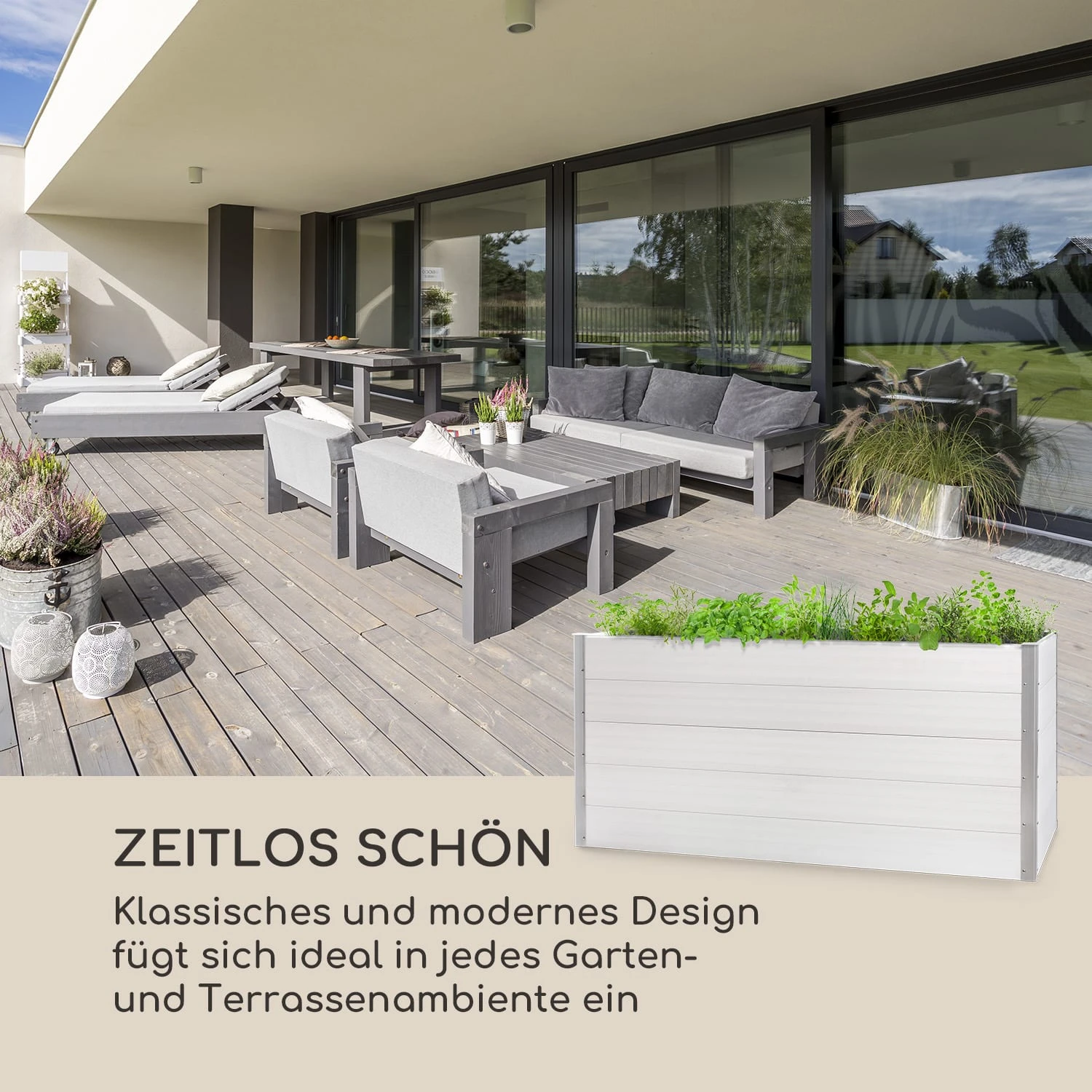 Nova Grow Gartenbeet 195 X 91 X 100 Cm WPC Holzoptik Weiß 5 Nova Grow Gartenbeet 195 X 91 X 100 Cm WPC Holzoptik Weiß – Bild 3