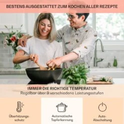 Kochheld Doppel-Induktionskochfeld 2900W Dreh-Regler Glas Schwarz -Heimladen 10034946 de 0005 usp