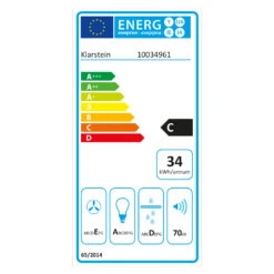 Contempo Neo Unterbau-Dunstabzugshaube 60cm 175m³/h LED Edelstahl Acryl Weiß -Heimladen 10034961 energy label