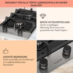 Alchemist Domino Gaskochfeld 2-flammig Aluminium-Brenner Glaskeramik -Heimladen 10034968 de 0004 usp