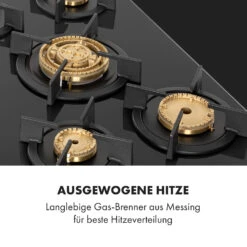 Goldflame 5 Gaskochfeld 5-flammig Messing-Brenner Glaskeramik Schwarz -Heimladen 10034973 de 0003 logo