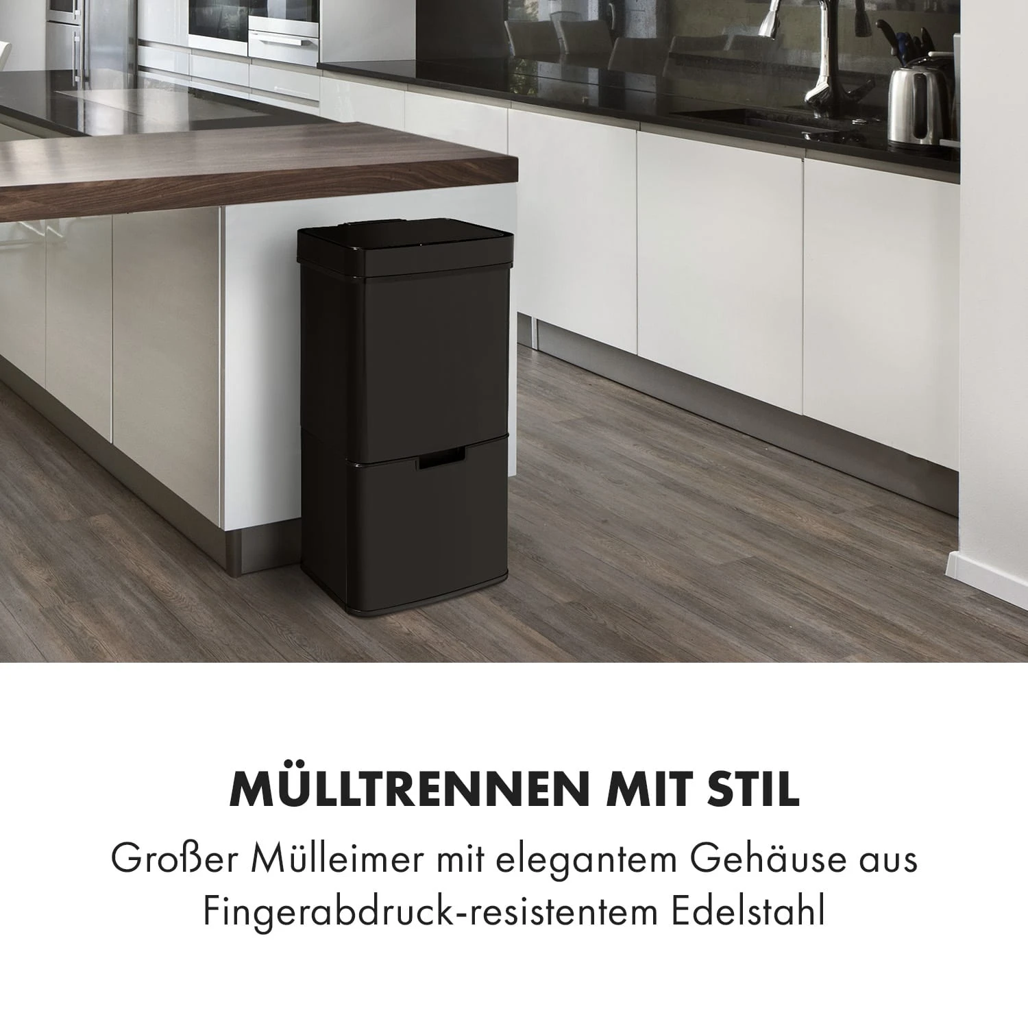 Touchless Black Stainless Steel Müllsammler Sensor 72L 4 Behälter ABS / PP / Edelstahl Schwarz 4 Touchless Black Stainless Steel Müllsammler Sensor 72L 4 Behälter ABS / PP / Edelstahl Schwarz – Bild 2