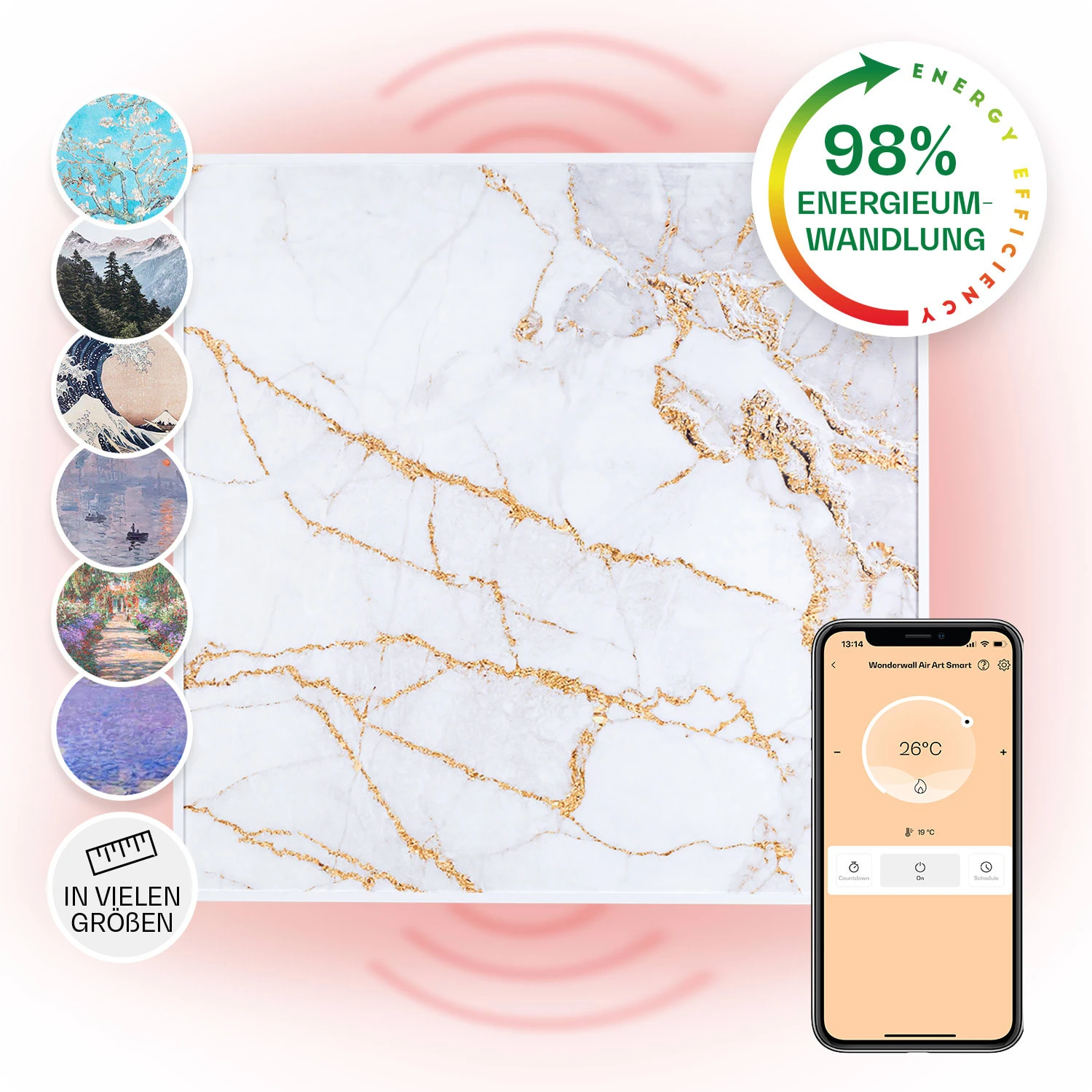 Wonderwall Air Art Smart Infrarotheizung 60x60cm 350W Wandinstallation App-Steuerung Marmor I 3 Wonderwall Air Art Smart Infrarotheizung 60x60cm 350W Wandinstallation App-Steuerung Marmor I