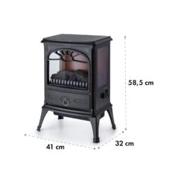 Leoben Elektrischer Kamin 900 / 1800 W Thermostat PanoramaView -Heimladen 10035149 yy 0008 logo Klarstein Leoben Elektrischer Kamin schwarz