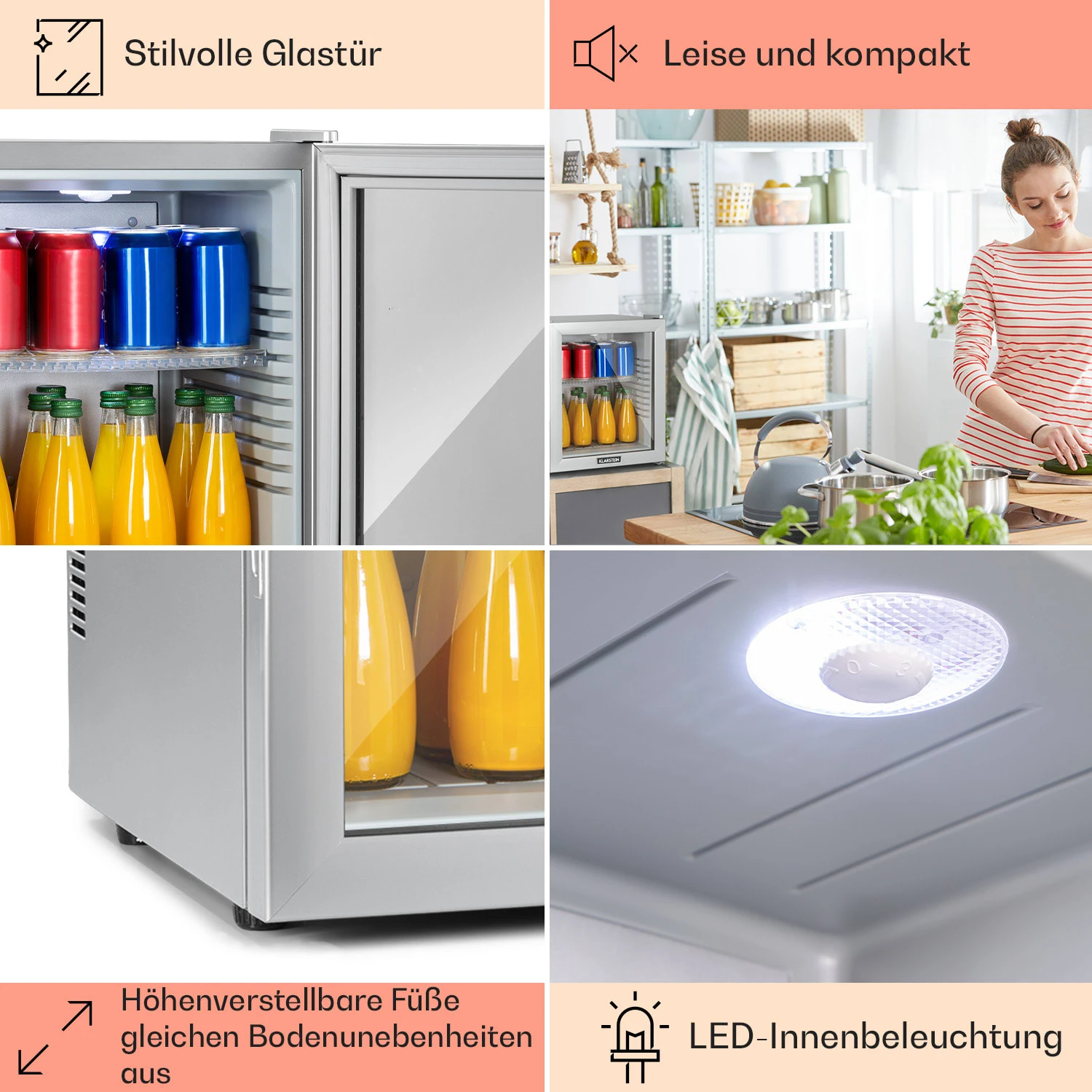 Brooklyn 32 Mini-Kühlschrank Glastür LED Ablage 7 Brooklyn 32 Mini-Kühlschrank Glastür LED Ablage – Bild 5