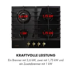 Victoria 4 Zonen Gaskochfeld 4-flammig Sabaf-Brenner Glaskeramik -Heimladen 10035271 de 0007 logo