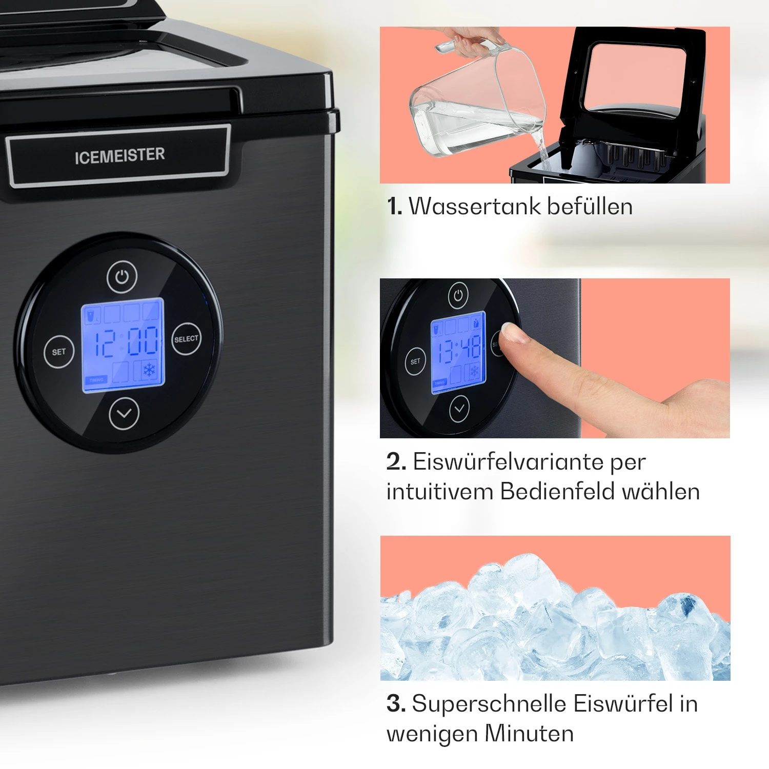 Icemeister 2G Eiswürfelmaschine 12kg/24h LC-Display Edelstahl 6 Icemeister 2G Eiswürfelmaschine 12kg/24h LC-Display Edelstahl – Bild 4