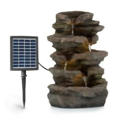 Stonehenge Solarbrunnen LED-Beleuchtung Polyresin Lithium-Ionen-Akku