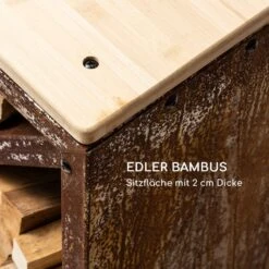 Kindlewood L Rust Holzspeicher Sitzbank 104x40x35cm Bambus Zink -Heimladen 10035763 de 0004 logo