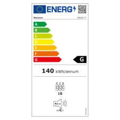 Ultimo 16 Uno Weinkühlschrank 42l Touch-Bedienfeld 16 Flaschen 5-18°C -Heimladen 10035777 energy label