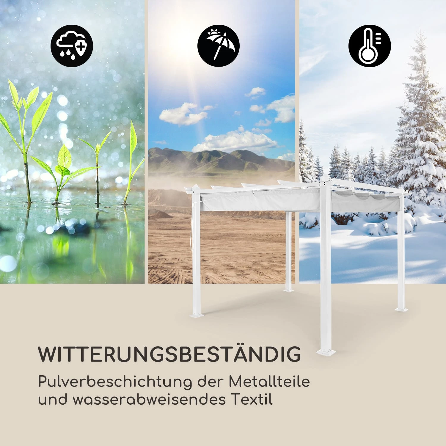 Pantheon Pergola Aluminiumkantrohr 3x3m 4 Eckpfosten Wasserabweisend 7 Pantheon Pergola Aluminiumkantrohr 3x3m 4 Eckpfosten Wasserabweisend – Bild 5