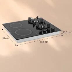 MultiChef 4 Kombi-Gaskochfeld Gas/Glaskeramik 4 Zonen -Heimladen 10036337 yy 0011 dimensions