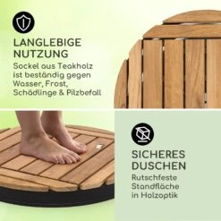 Sumatra Teak Round Gartendusche Aluminium Teakholz Tragegriff -Heimladen 10036351 de 0003 usp