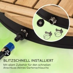 Sumatra Teak Round Gartendusche Aluminium Teakholz Tragegriff -Heimladen 10036351 de 0005 usp