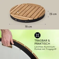 Sumatra Teak Round Gartendusche Aluminium Teakholz Tragegriff -Heimladen 10036351 de 0006 usp