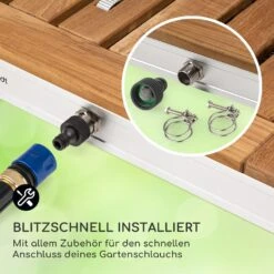 Sumatra Teak Square Gartendusche Aluminium Teakholz Tragegriff -Heimladen 10036438 de 0005 usp