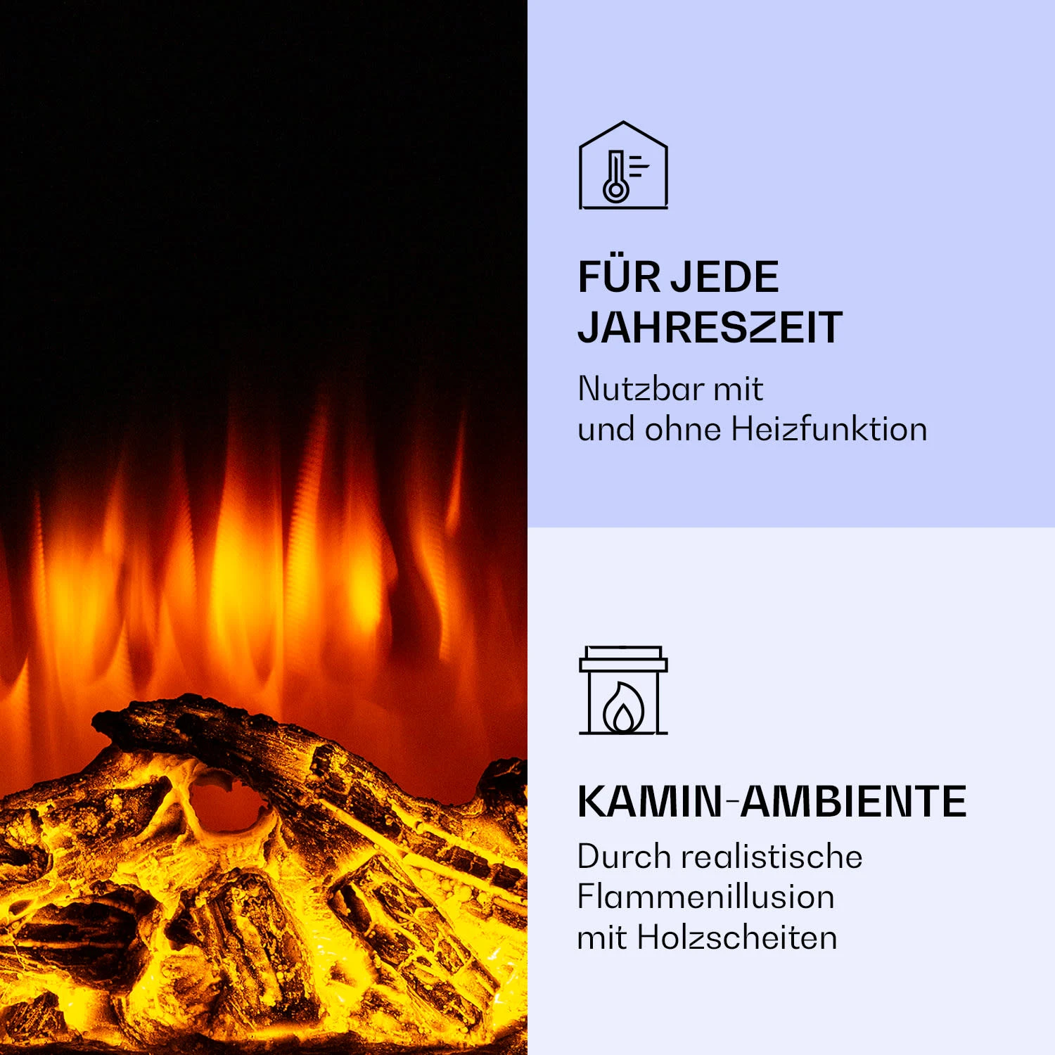 Klarstein Lamington Elektrokamin 2000 W LED-Flammen Heizlüfter Timer Ambientelicht 8 Klarstein Lamington Elektrokamin 2000 W LED-Flammen Heizlüfter Timer Ambientelicht – Bild 6