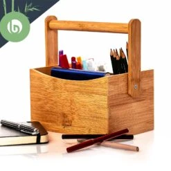 Schreibtischorganizer Tragegriff 4 Fächer 22,5x12x17cm Bambus -Heimladen 10038011 yy 0006 logo