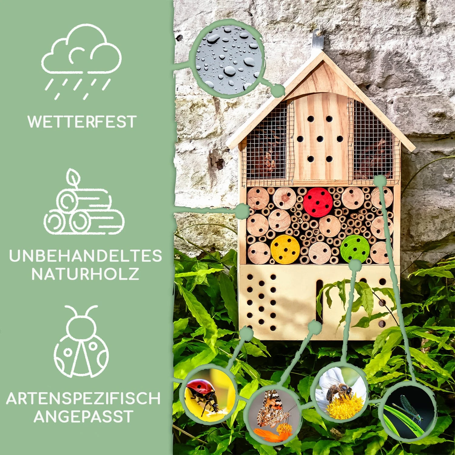 Insektenhotel Mit Farbklecksen Ganzjährig Bewohnbar Pinienholz 4 Insektenhotel Mit Farbklecksen Ganzjährig Bewohnbar Pinienholz – Bild 2