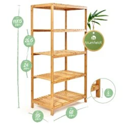 Regal Mehrzweckregal 5 Etagen 60x117,5x35cm (BxHxT) Bambus -Heimladen 10038074 yy 0007 logo