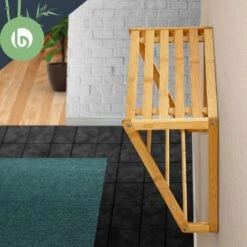 Wandregal Bad 3 Handtuchstangen Ablagefläche Oben 42x30x20cm Bambus -Heimladen 10038143 yy 0004 logo